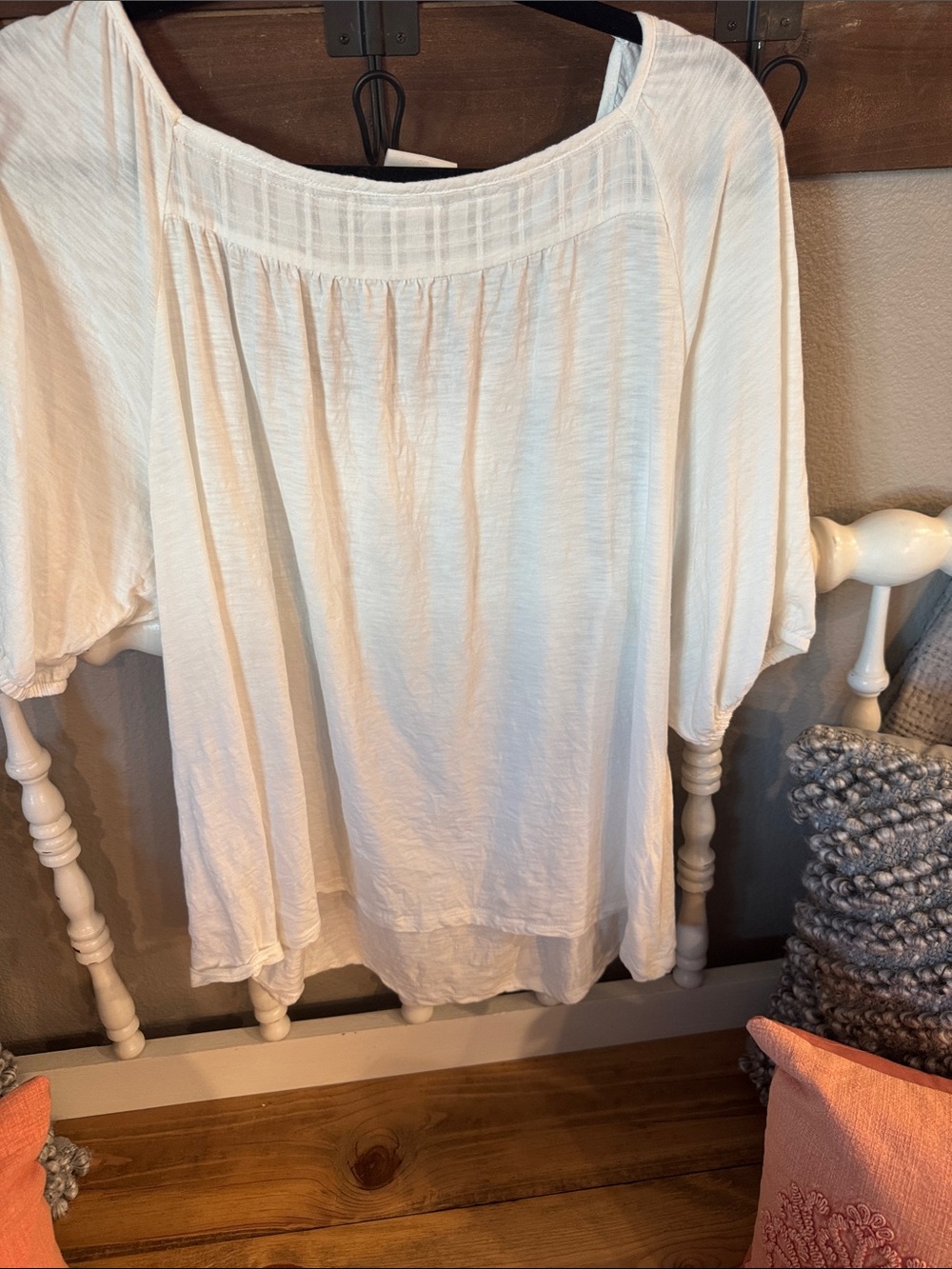 Knox Rose White Crochet Yoke Peasant Top Great condition - Picture 2 of 6